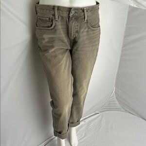 Etica Ethically Made in Mexico Rhea mid rise straight cropped denim jeans Otter